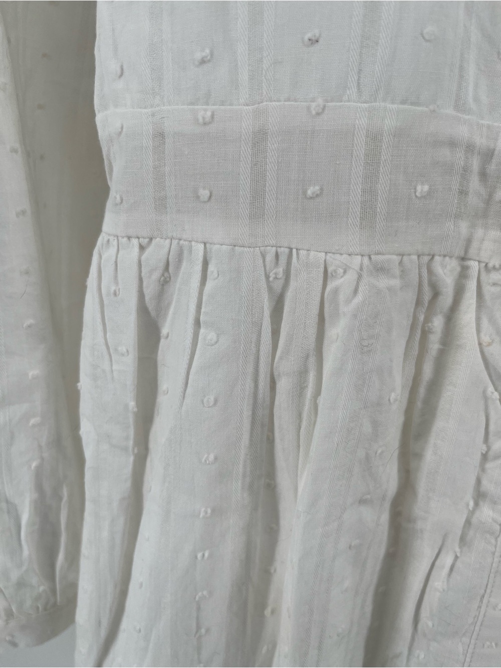 White Cotton Swiss Dot Maxi Dress Cottagecore Prairie Lace Tiered Boho M - Picture 6 of 9